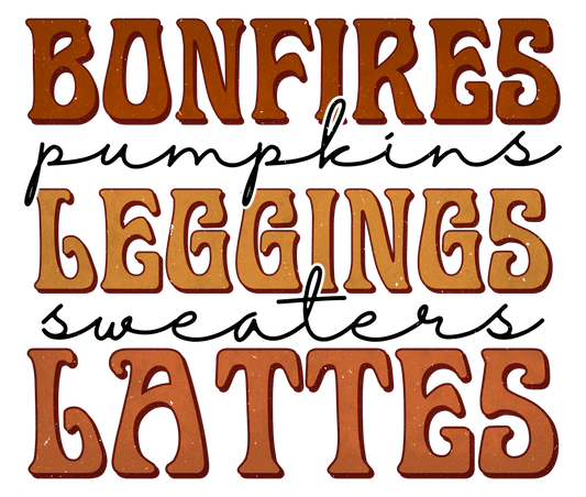 Bomb fires Pumpkins Leggings Sweaters Lattes DTF Print