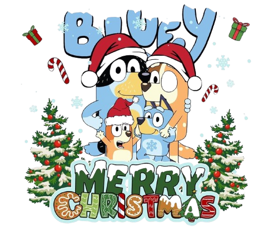 Bluey Merry Christmas DTF Print